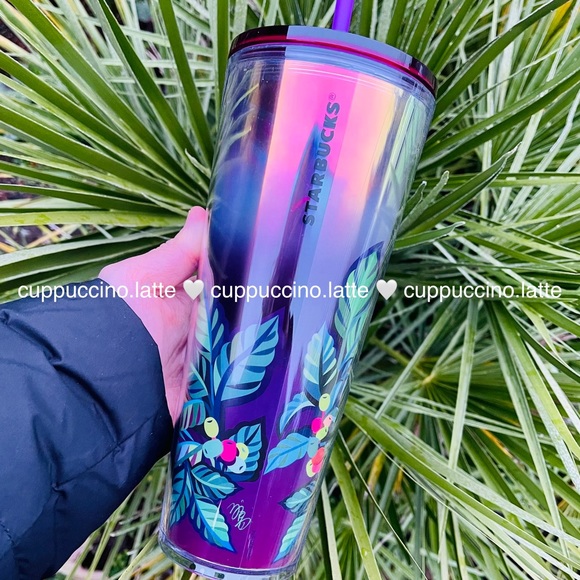 👌NEW💜Starbucks 2021 ASL Holiday Purple Iridescent Hands Holo Cold Cup - Picture 3 of 11